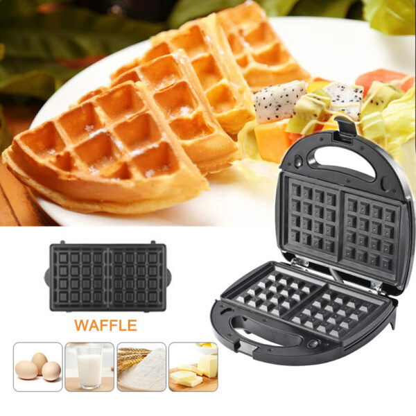 6-in-1 Waffle Maker EU Plug Sandwich Maker Grill Breakfast Maker Doughnut Cake Maker Compact Kitchen Dining Kitchen Accessories - Image 6